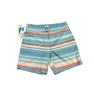 Faherty Mens Board Shorts Size 33 Swim Trunks Multicolor Striped Seawool NWT